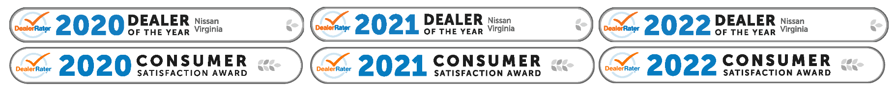 Dealer Rater Awards, Dealer of the year, Consumer satisfaction for 2020, 2021 and 2022